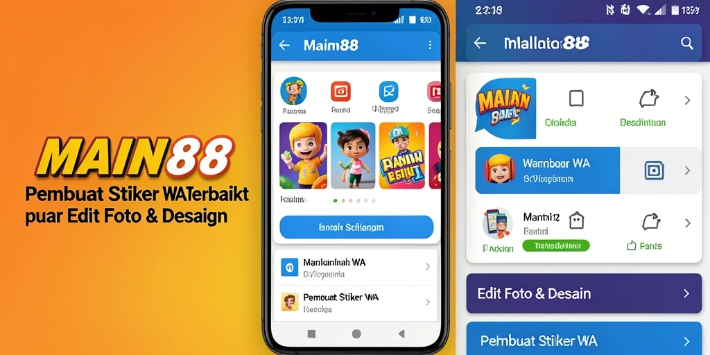 Tampilan antarmuka pengguna MAIN88 untuk Pembuat Stiker WA yang menarik.