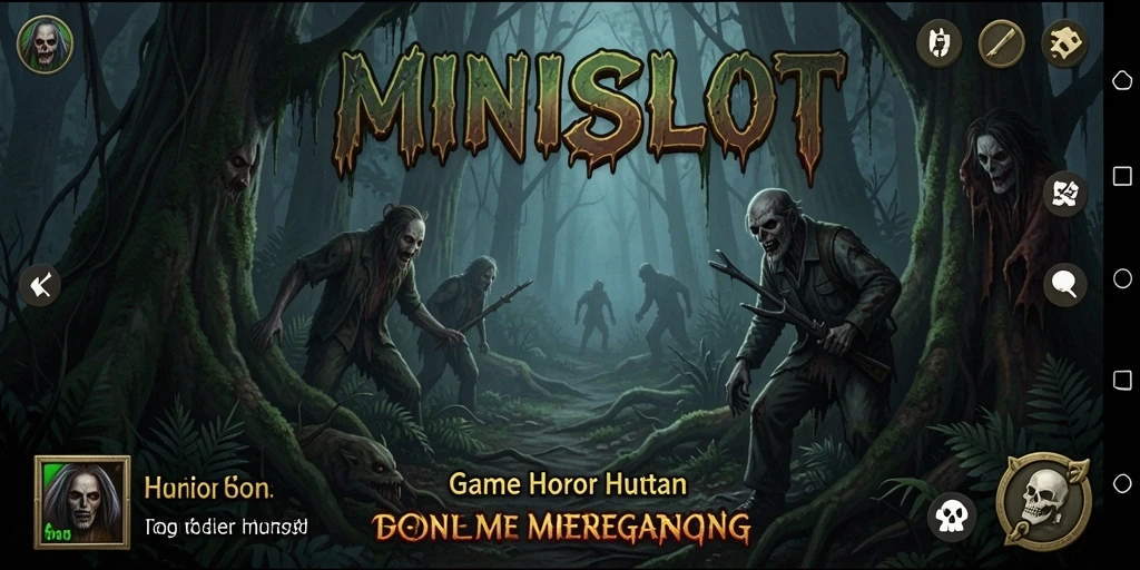 Antarmuka menegangkan dan mencekam dari game Horor Hutan.