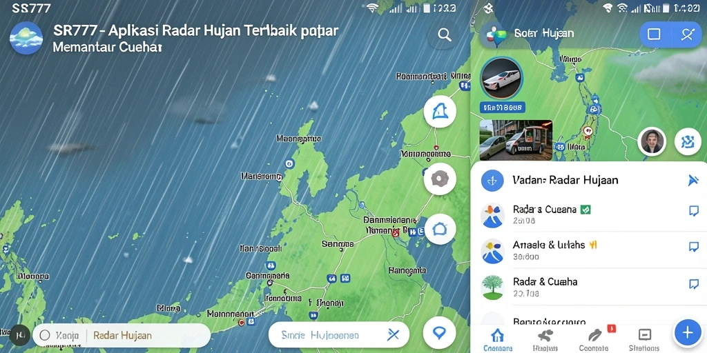 Tampilan antarmuka SR777 menunjukkan peta radar hujan yang interaktif.