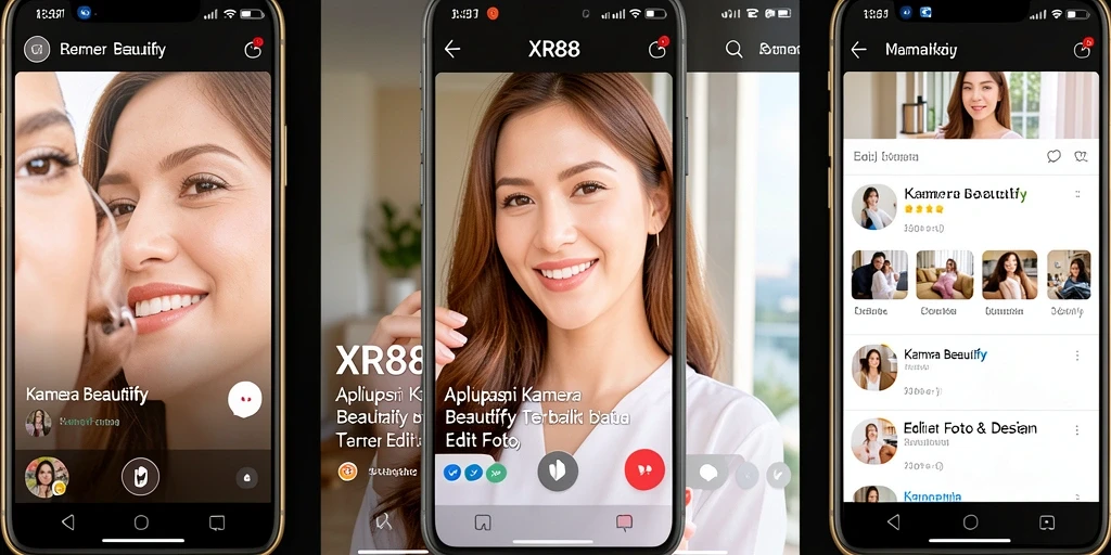 Antarmuka intuitif dan fitur lengkap dari XR88 untuk beautifikasi foto.